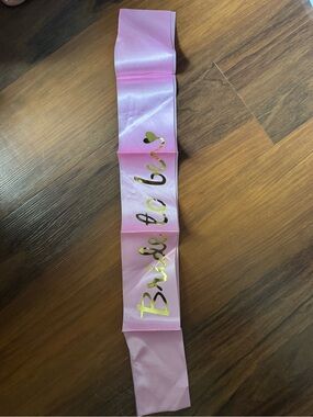 Bride to Be Pink Satin Sash with Gold Foil Lettering